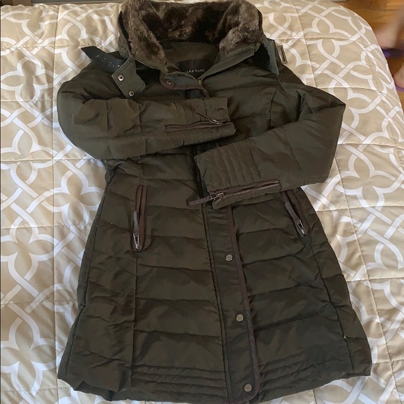 zara long down jacket